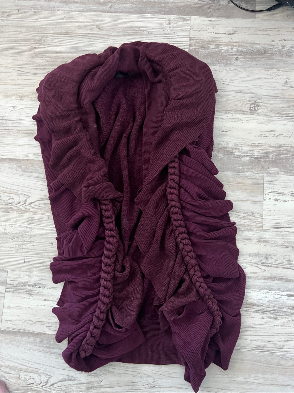 Anthropologie Coven Archival Luxury Sweater Metallic Burgundy Maroon Red Sz Med